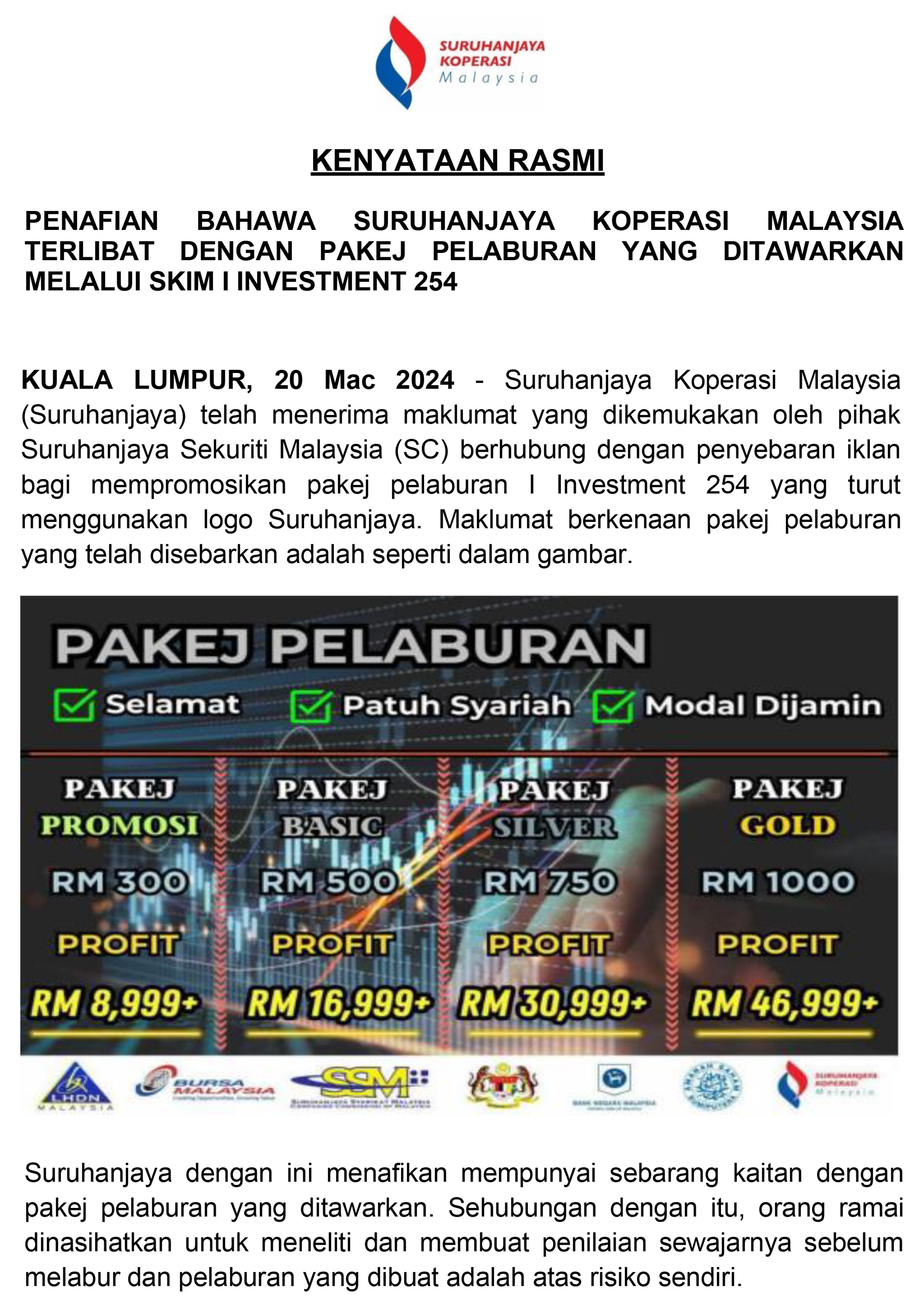 PENAFIAN PAKEJ PELABURAN MENGGUNAKAN LOGO SKM 1